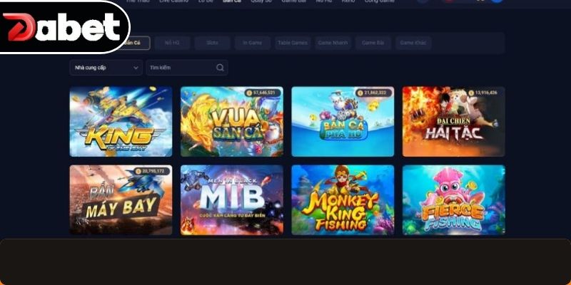 Sảnh bắn cá Dabet với giao diện đẹp mắt